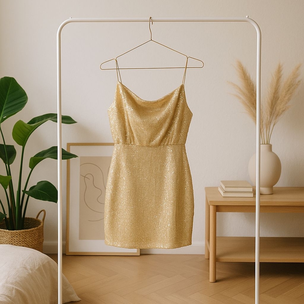 One 33 Social Butter Yellow Seqiun Cowl Neck Mini Dress